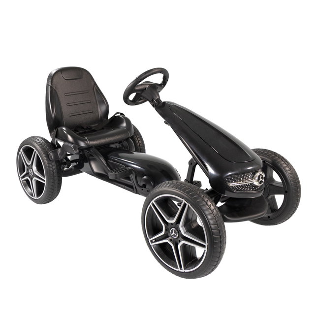 Go Kart Tretfahrzeug Mercedes schwarz, Kinderfahrzeug ab 3 Jahre, Soundlenkrad